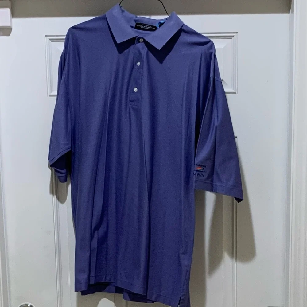 GOLF XXL Carnoustie Polo Shirt LAKE LAS VEGAS THE FALLS PURPLE COTTON VINTAGE - Picture 7 of 9